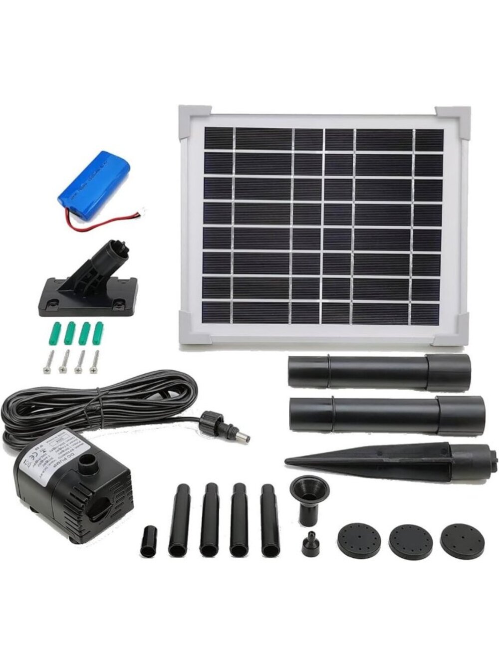 Solar Water Pump with Backup Battery for Birdbath, Fountain, Pond & Garden Decor
